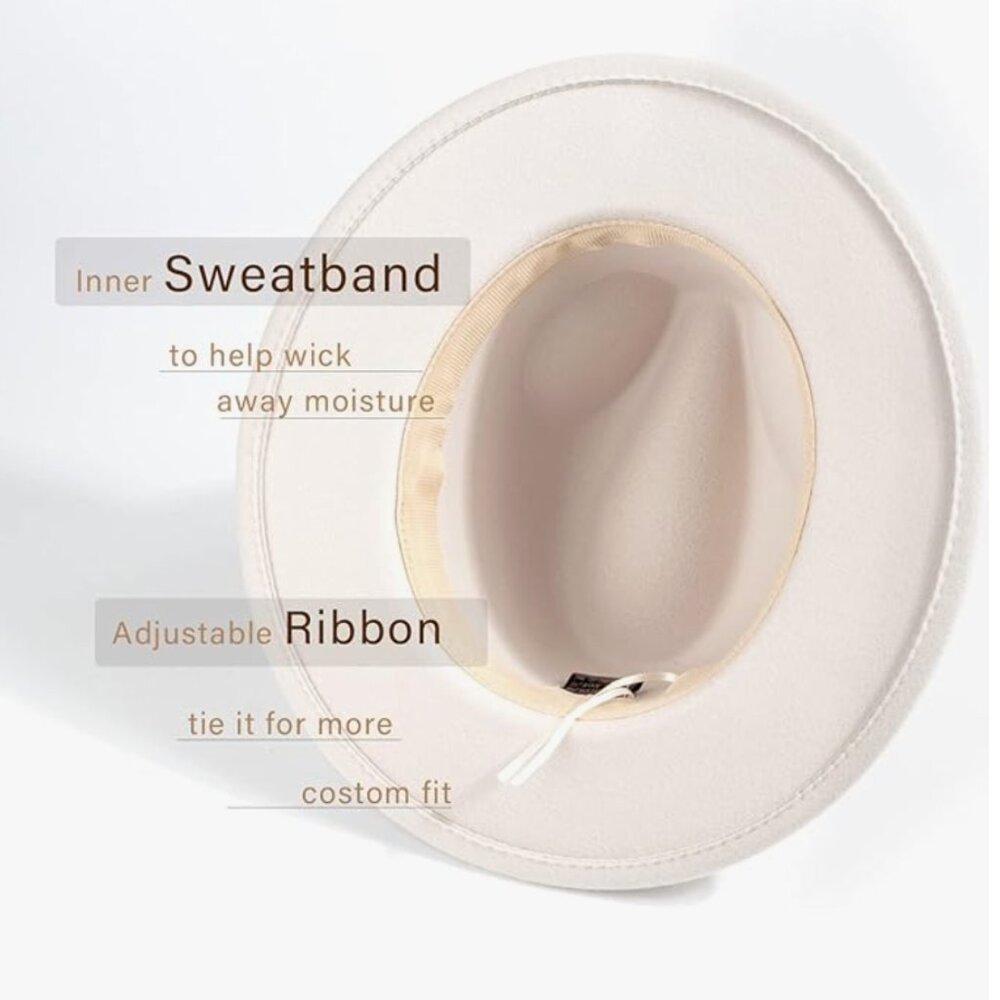 White Wool Hat with Belt Buckle - Picture 3 of 5